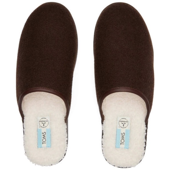 Toms Harbor Slippers Chocolate Brown REPREVE NIB NWT Faux Sherpa Footbed - Picture 4 of 8